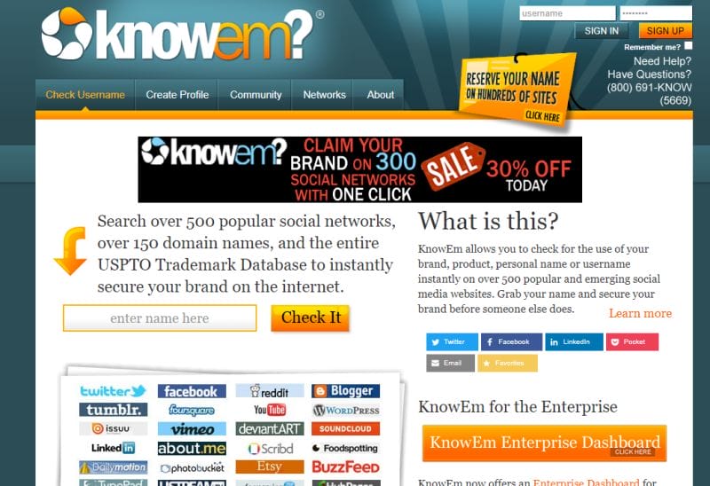 knowem homepage