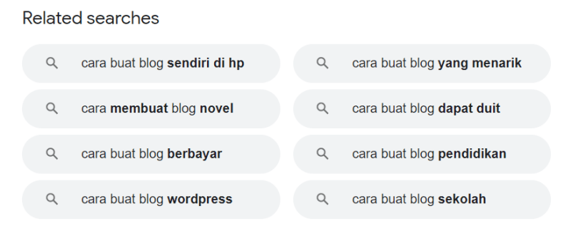 related search dalam google untuk long tail